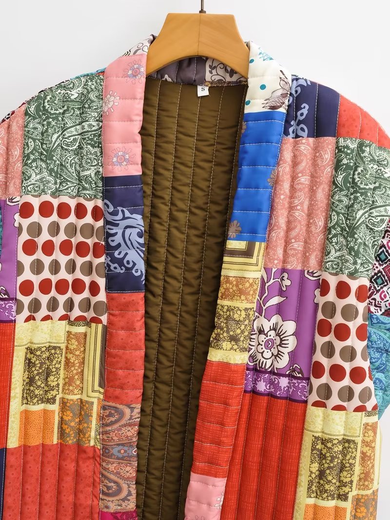 Boho Patchwork Quilted Reversible Vest - Floral - 3