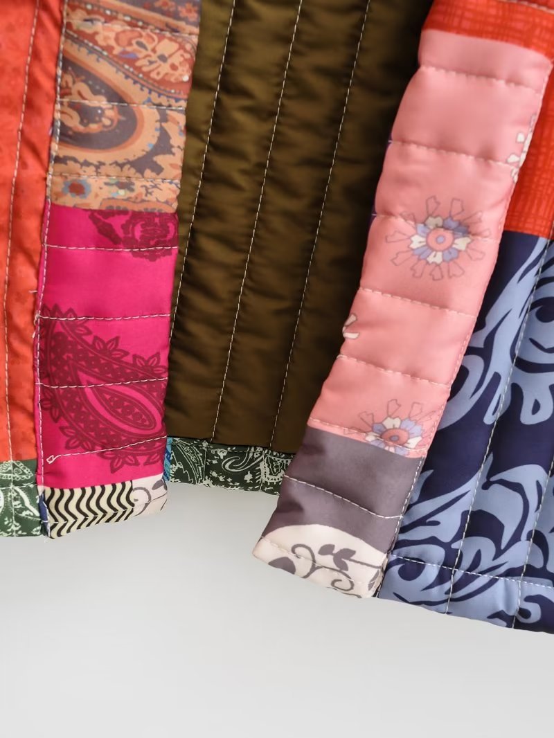 Boho Patchwork Quilted Reversible Vest - Floral - 7