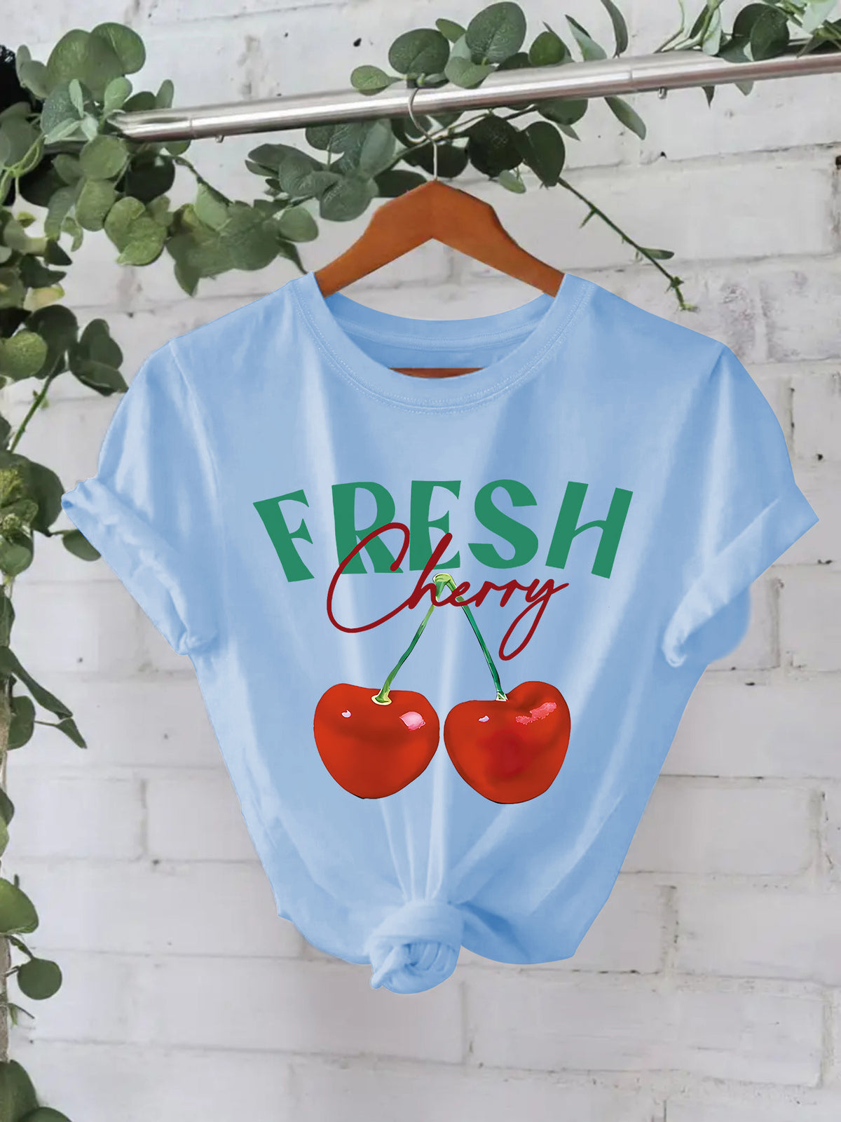 Fresh Cherry Graphic Short Sleeve Tee - Blue