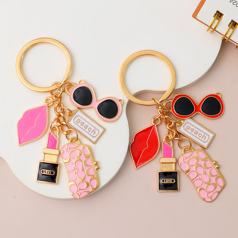 Lipstick Sunglasses Lips Charm Keychain Set - view 4