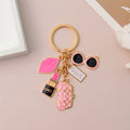 Lipstick Sunglasses Lips Charm Keychain Set - pink