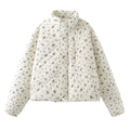 Rosebud Print Quilted Zip Jacket - White