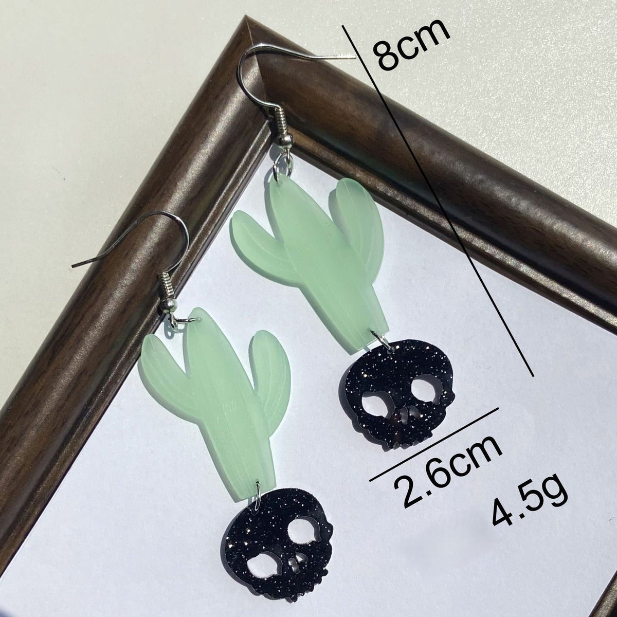 Desert Cactus And Skull Drop Earrings - Green-1