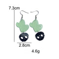 Desert Cactus And Skull Drop Earrings - Green-2