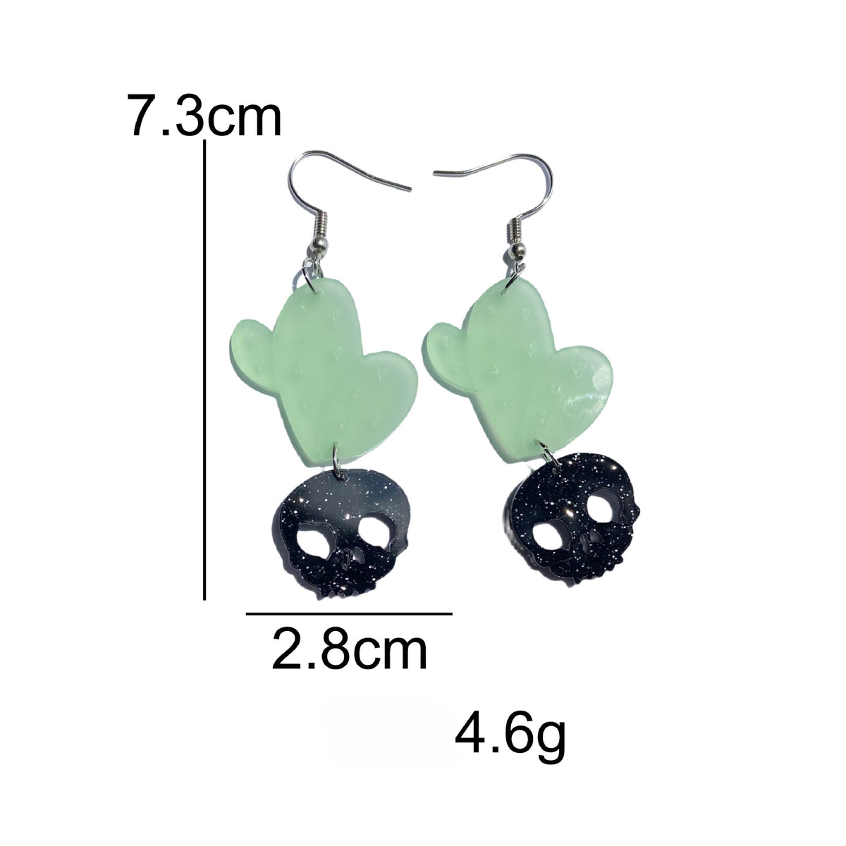 Desert Cactus And Skull Drop Earrings - Green-2