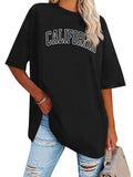 California Varsity Print Oversized Tunic - Black