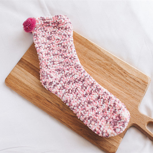 Cupcake Packaged Pom Pom Fuzzy Socks - Pink