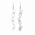 Stacked Bunny Acrylic Drop Earrings - White