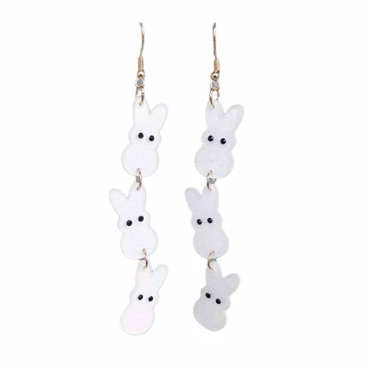 Stacked Bunny Acrylic Drop Earrings - White