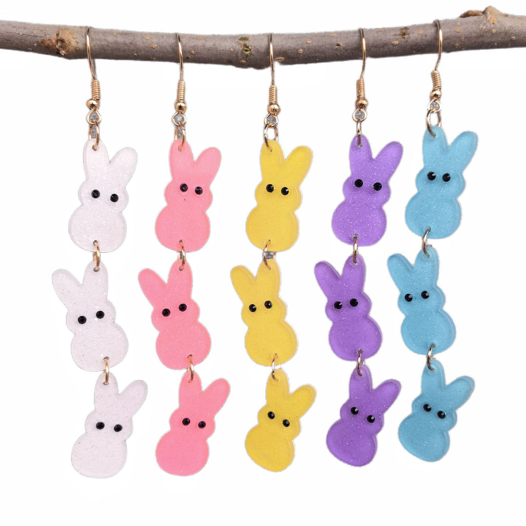 Stacked Bunny Acrylic Drop Earrings