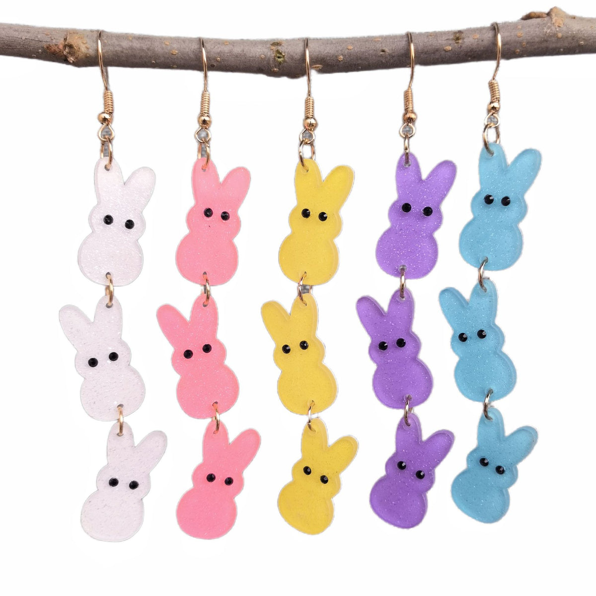 Stacked Bunny Acrylic Drop Earrings