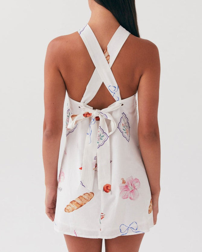 Twist Halter Tie Back Mini Dress - Seashell_W - 1