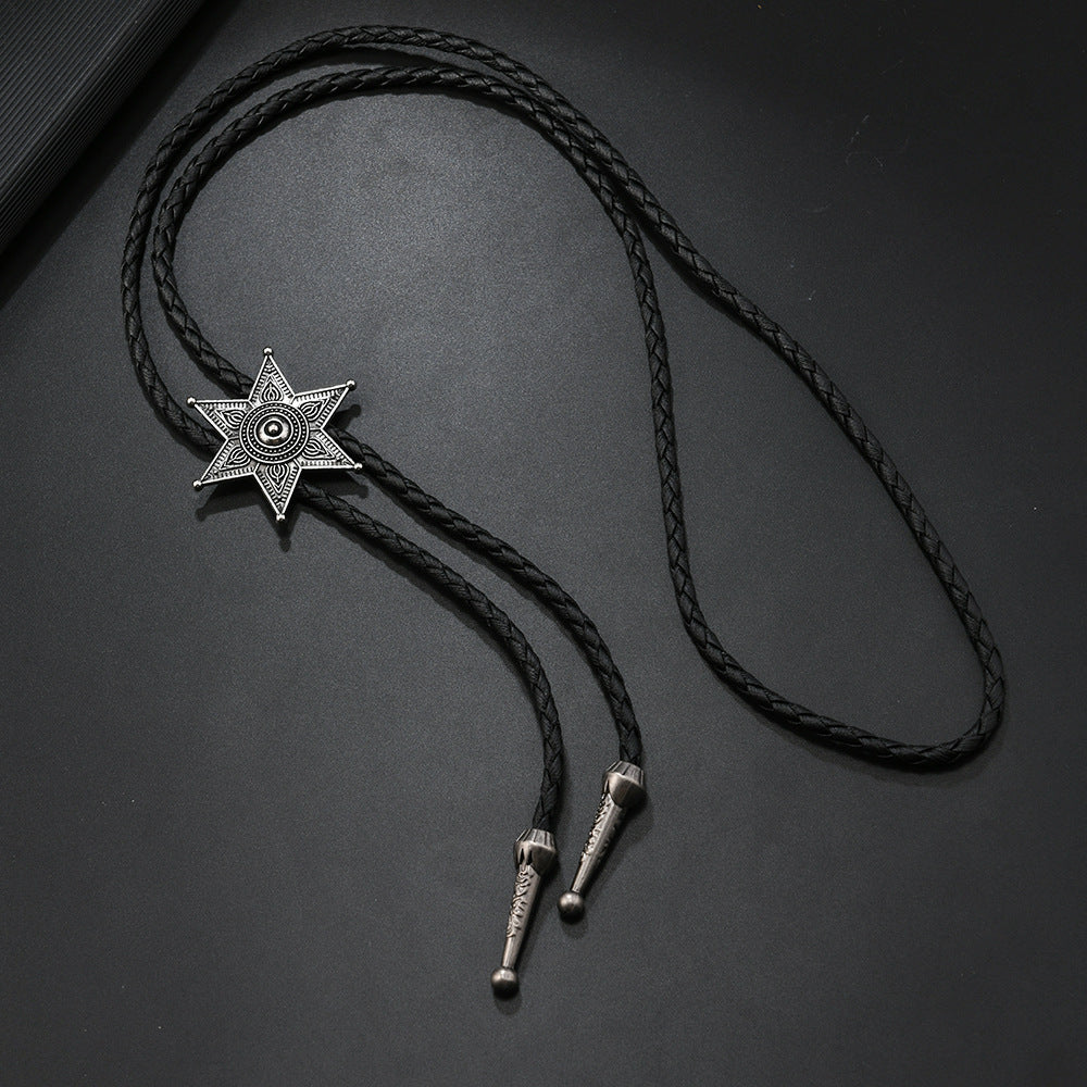 Braided Cord Bolo Necklace With Star Concho - view 1