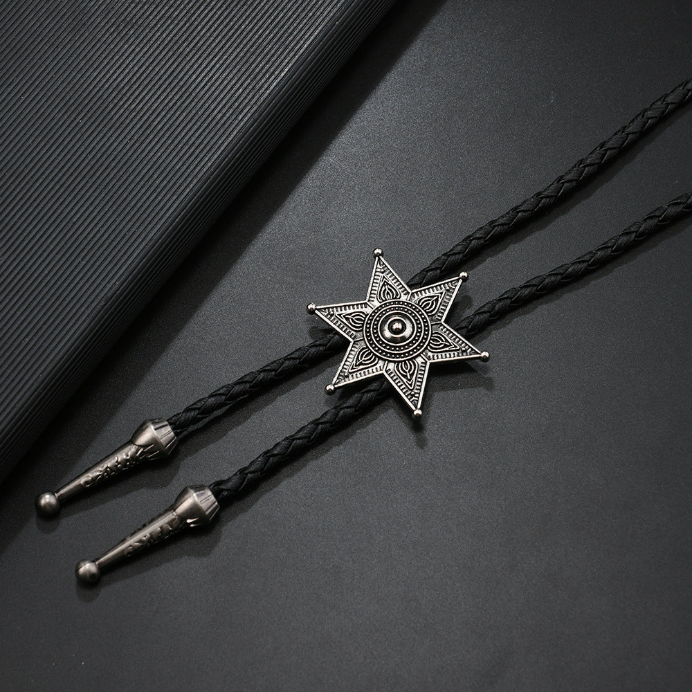 Braided Cord Bolo Necklace With Star Concho - view 2