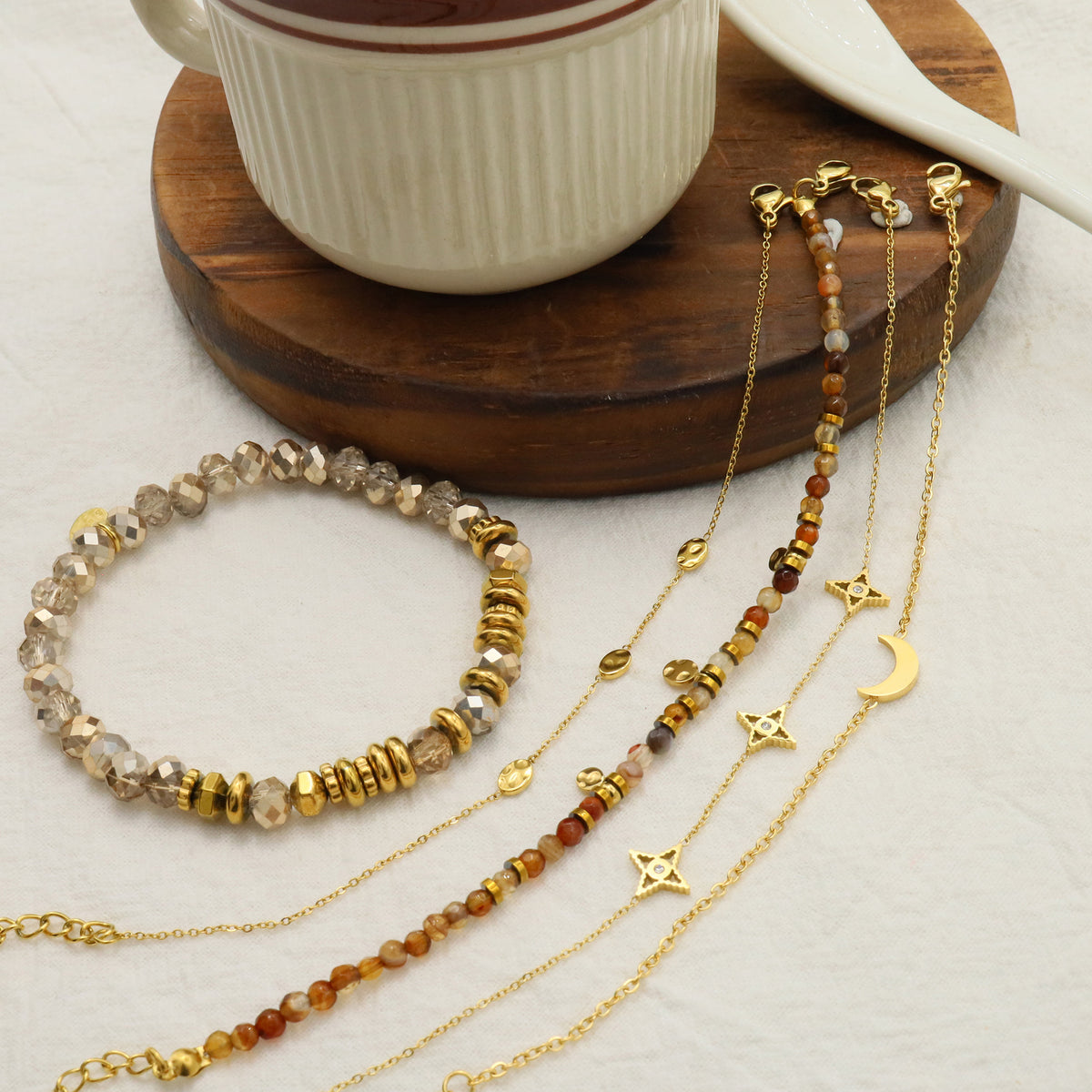 Delicate Layering Chain Charm Bracelet - view 1