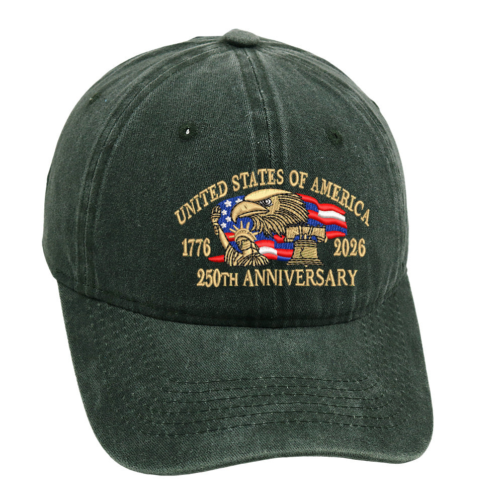 Vintage Washed Eagle Embroidery Baseball Cap - Green
