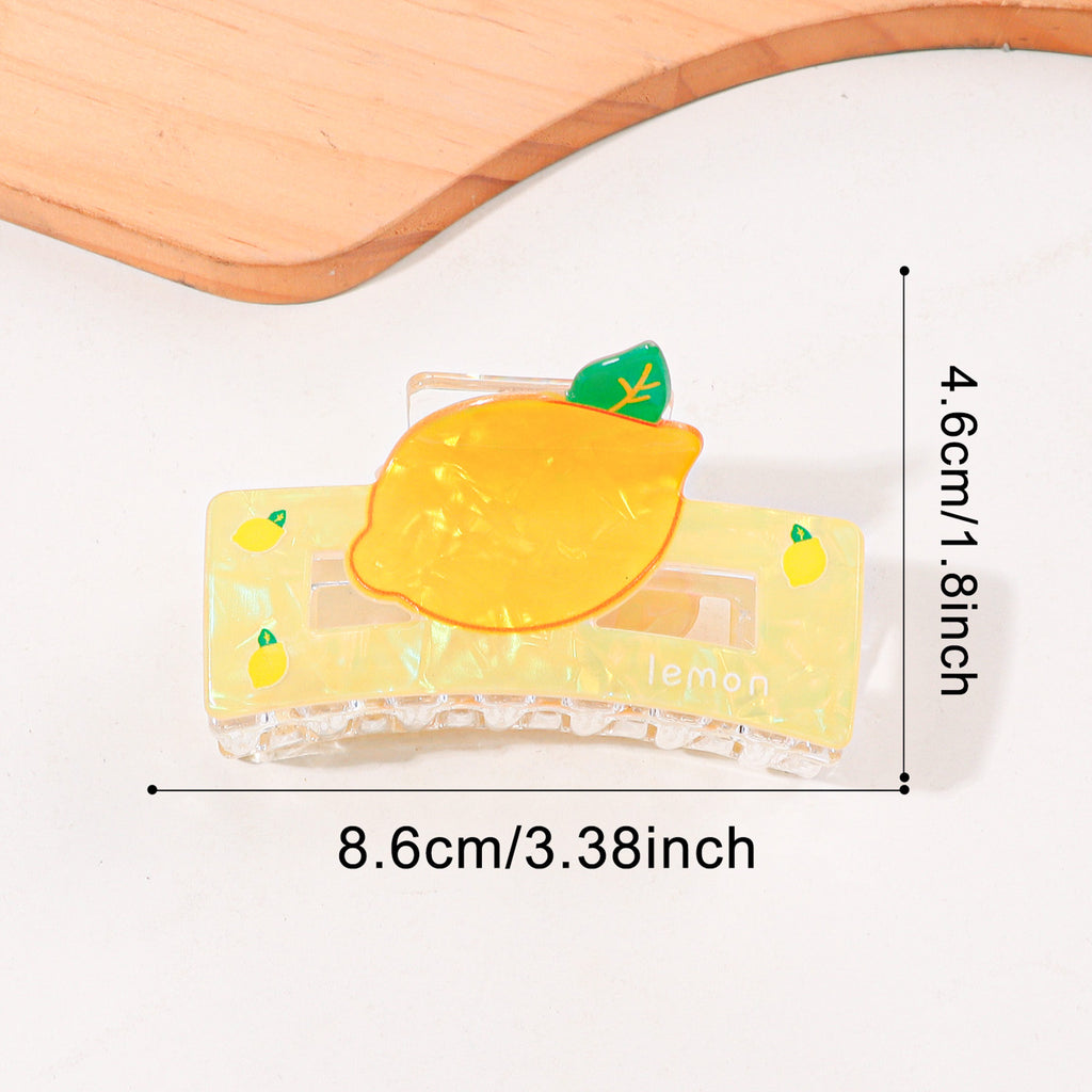 Kawaii Fruit Charm Acrylic Hair Claw Clip - Lemon
