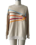 Retro Rainbow Star Pullover Sweatshirt - Apricot