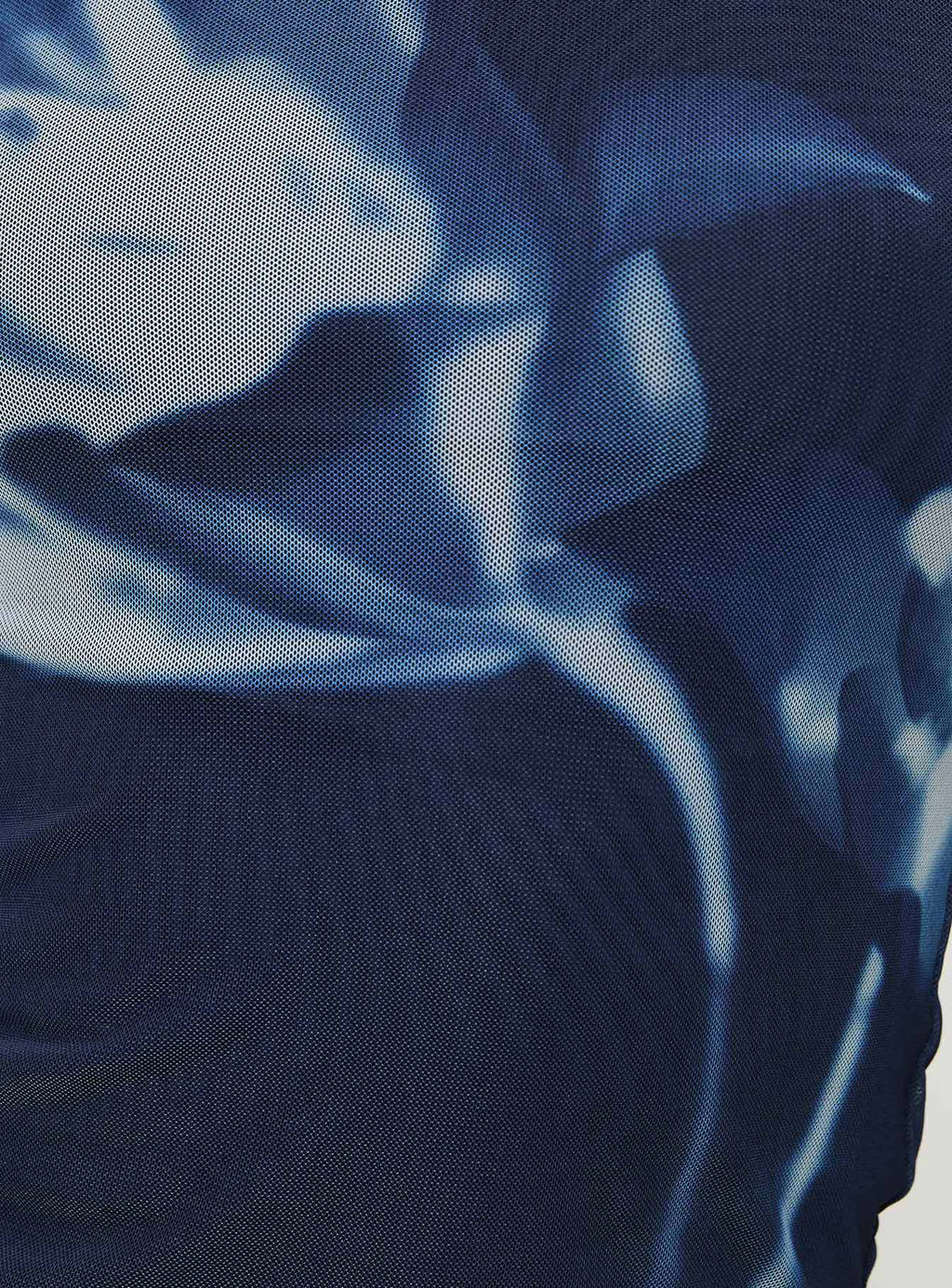 Floral Graphic Long Sleeve Fitted Tee - Blue - 4
