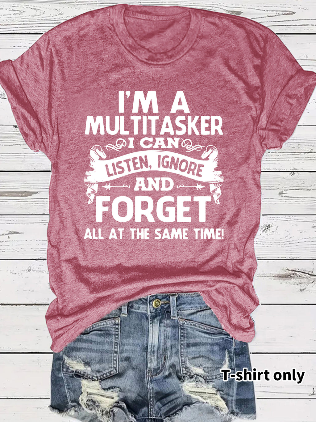 Multitasker Slogan Stacked Text Graphic Tee - Polignac