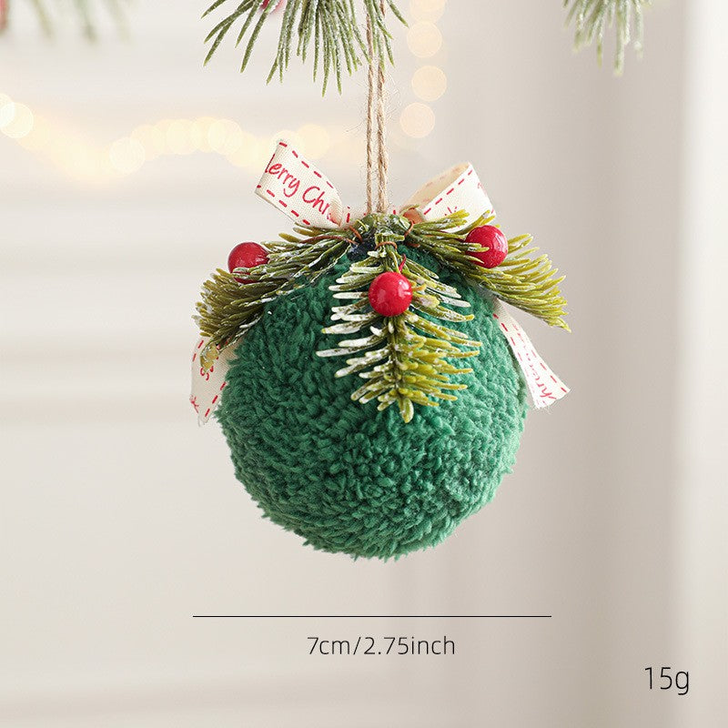 Fuzzy Plush Hanging Christmas Ornaments with Bells - G-Ball