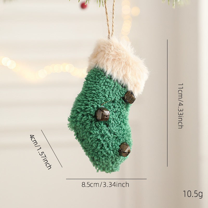 Fuzzy Plush Hanging Christmas Ornaments with Bells - G-Boots