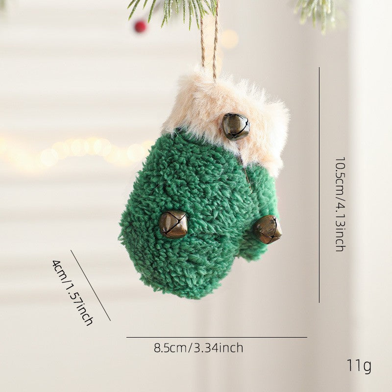 Fuzzy Plush Hanging Christmas Ornaments with Bells - G-Gloves