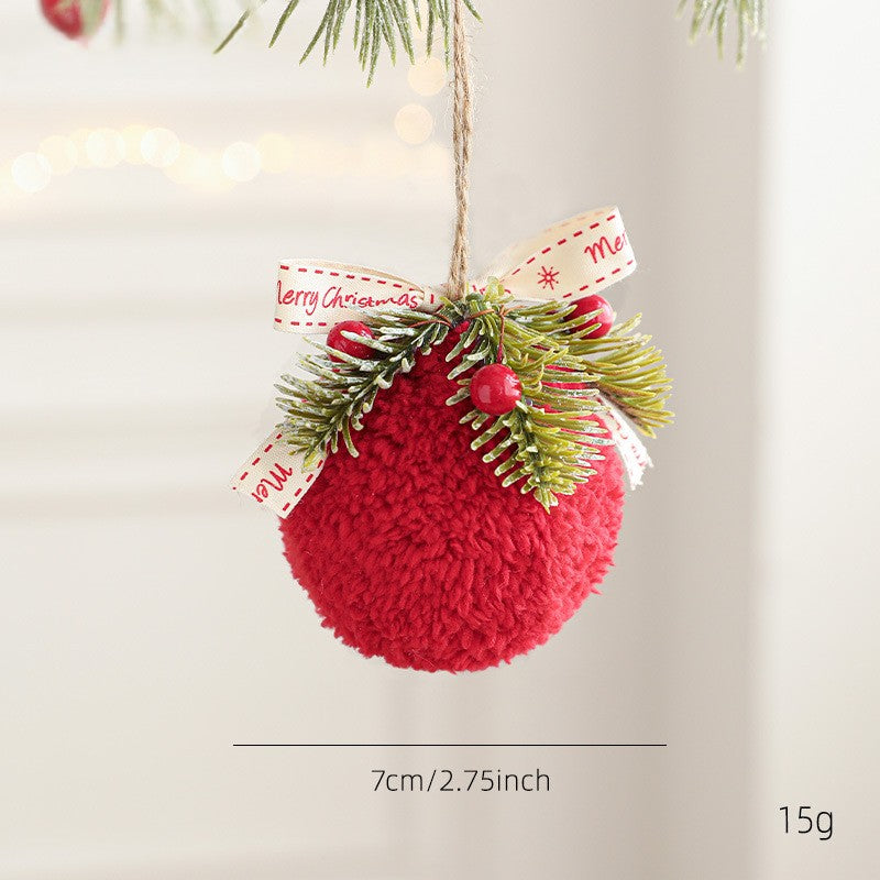 Fuzzy Plush Hanging Christmas Ornaments with Bells - R-Ball - 1