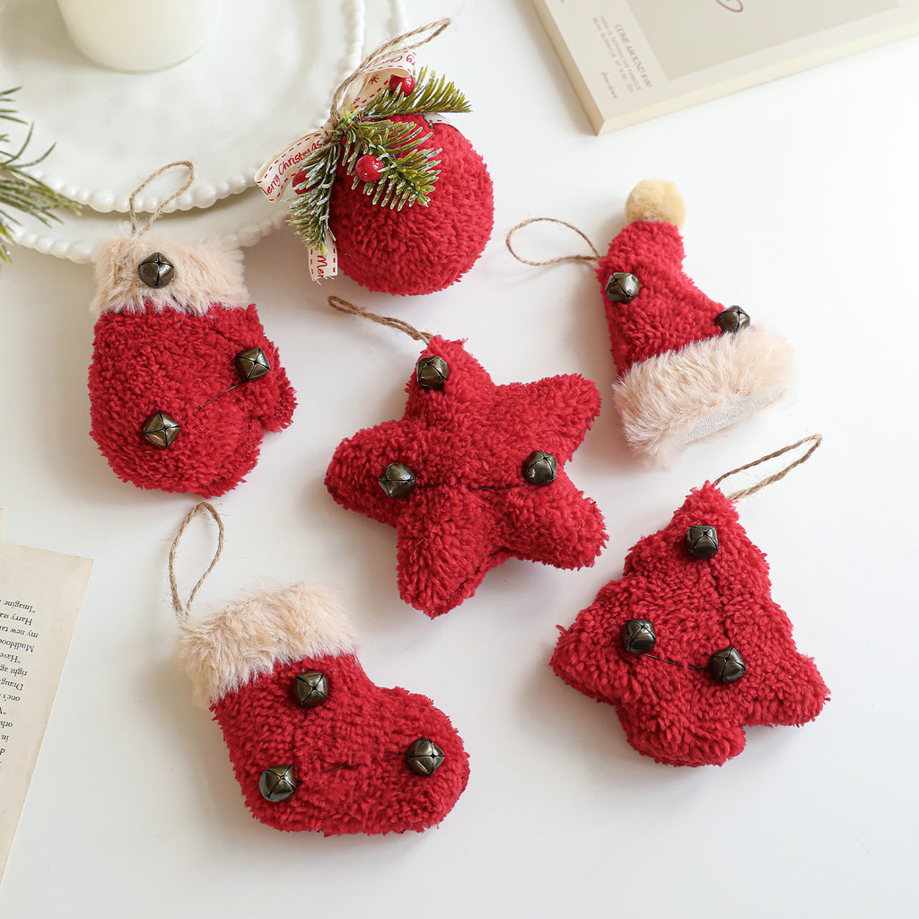 Fuzzy Plush Hanging Christmas Ornaments with Bells - R-Ball - 2