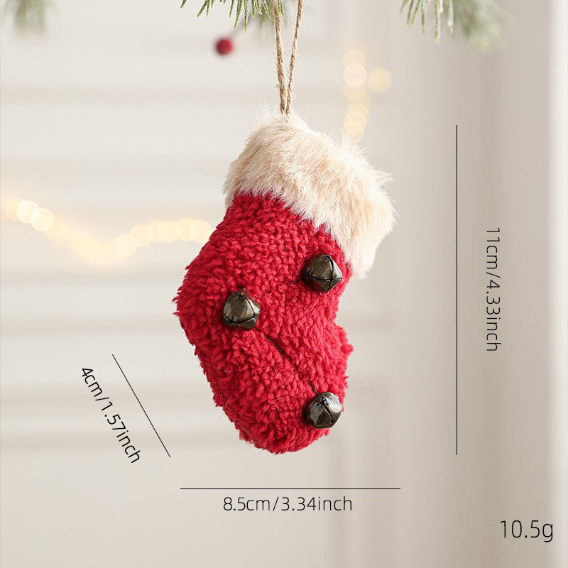 Fuzzy Plush Hanging Christmas Ornaments with Bells - R-Boots
