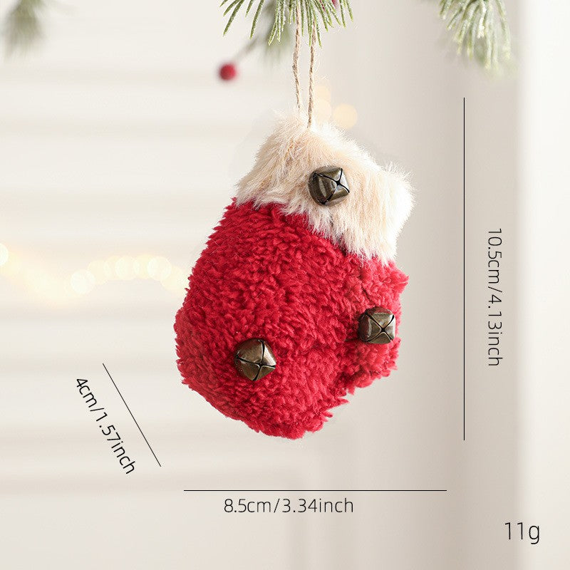 Fuzzy Plush Hanging Christmas Ornaments with Bells - R-Gloves