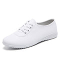 Soft Leather Lace-Up Oxford Flats - White