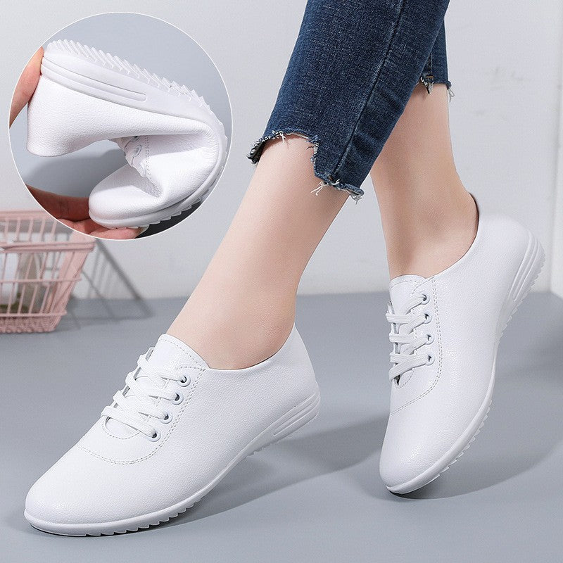 Soft Leather Lace-Up Oxford Flats