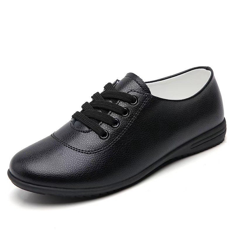 Soft Leather Lace-Up Oxford Flats