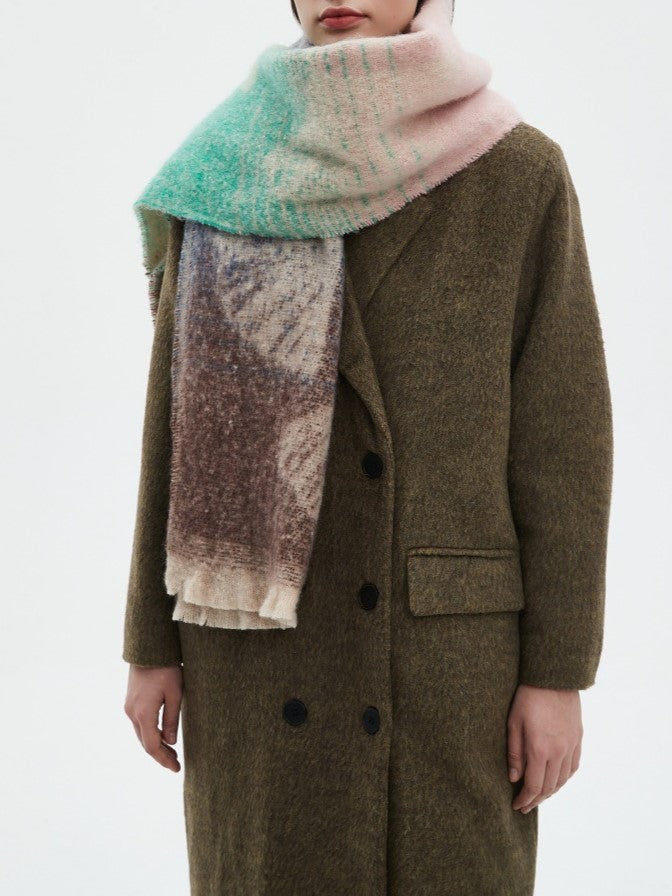 Ginkgo Leaf Brushed Ombre Wrap Scarf - NO-2 - 1