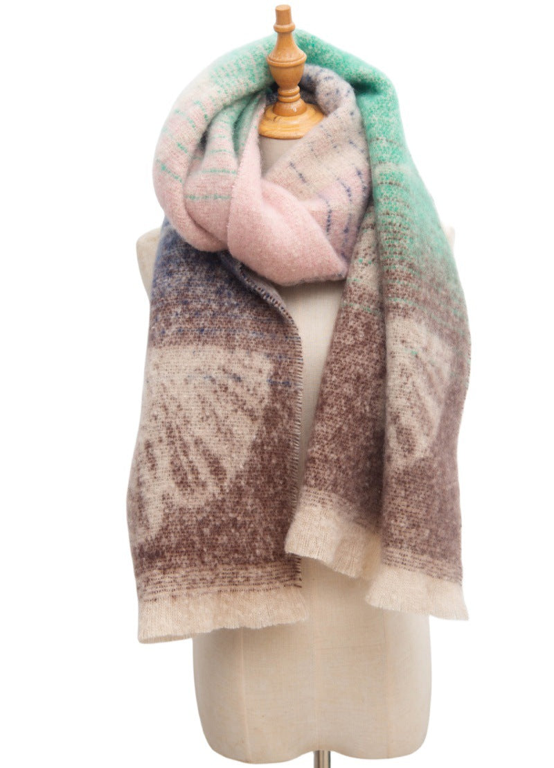 Ginkgo Leaf Brushed Ombre Wrap Scarf - NO-2 - 2