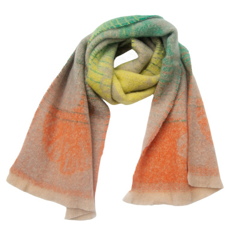 Ginkgo Leaf Brushed Ombre Wrap Scarf - NO-5
