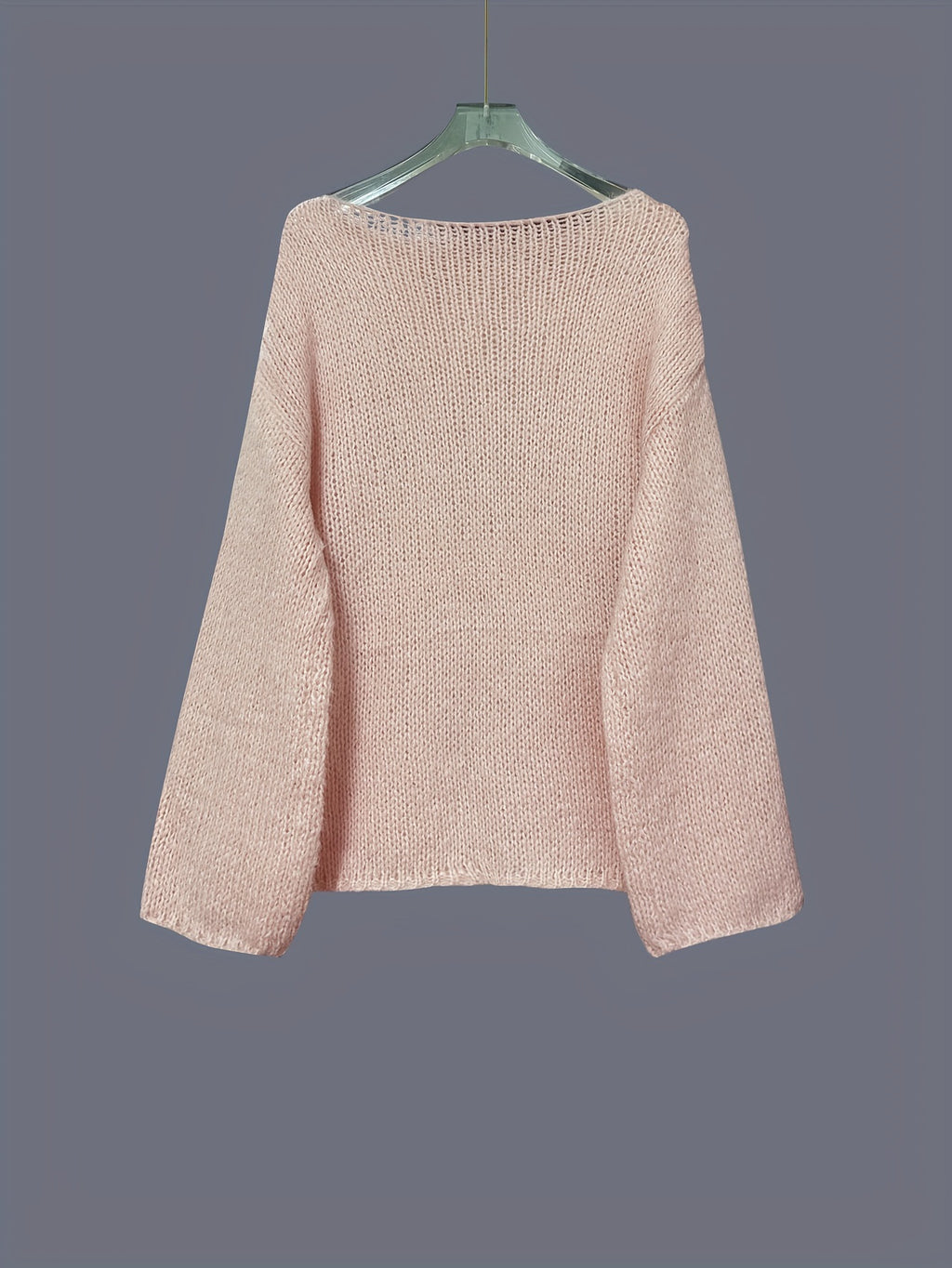 Brushed Fluffy Knit Boat Neck Sweater - Pink