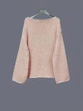 Brushed Fluffy Knit Boat Neck Sweater - Pink