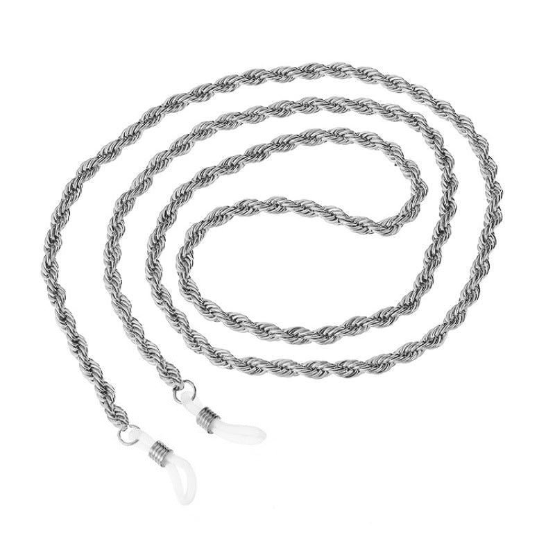 Twisted Rope Chain Glasses Strap - Silver