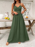 Crossback Lace Waist Flowy Maxi Sundress - Green