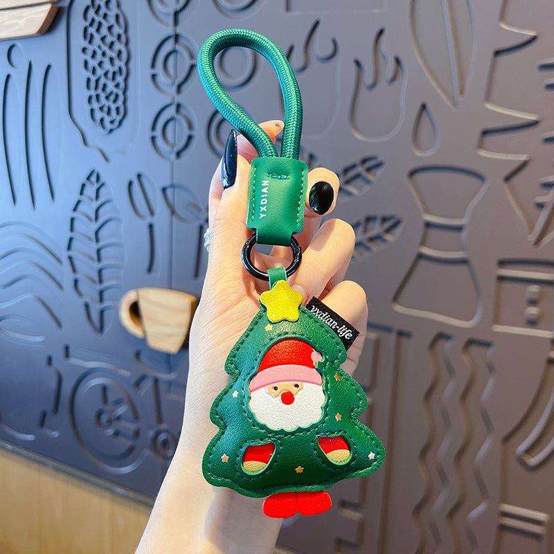 Christmas Tree Stocking Leather Keychain - Tree