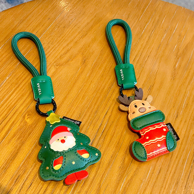 Christmas Tree Stocking Leather Keychain - view 1
