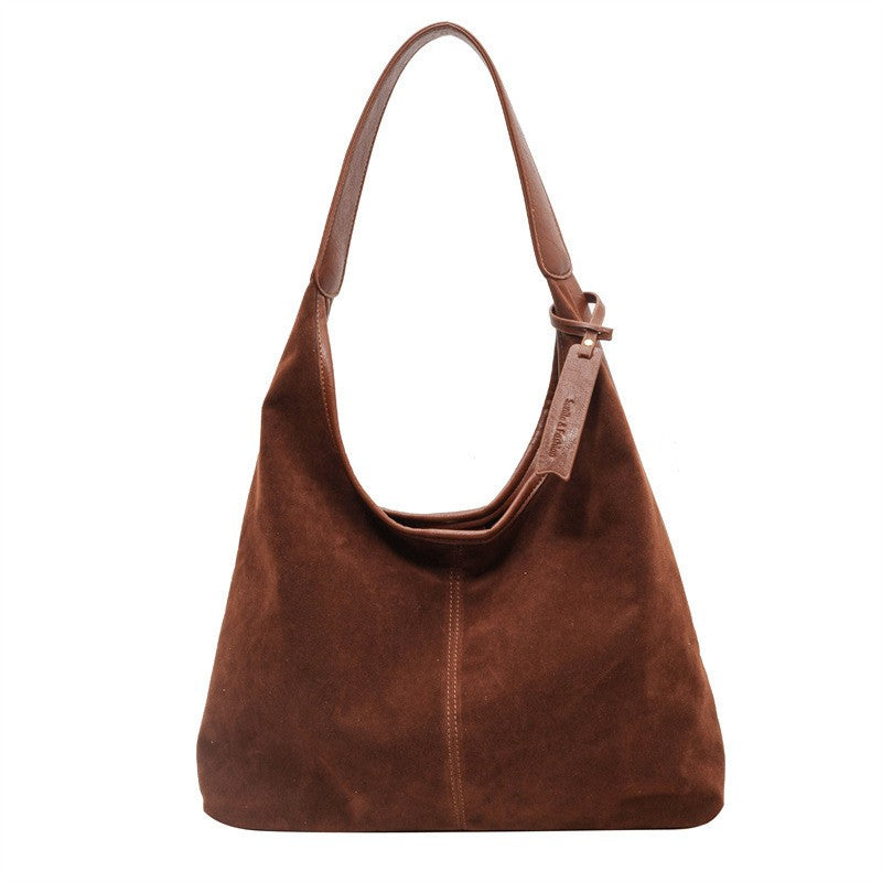 Faux Suede Slouchy Hobo Shoulder Bag