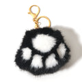 Plush Cat-Paw Pom-Pom Bag Charm Keyring - Black