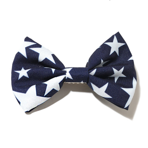 Americana Star & Stripe Bow Hair Clip - Navy Blue