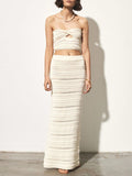 Bandeau Crop Top And Maxi Skirt Set - White