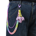 Y2K Leather Tulip Charm Chunky Link Jean Chain - Purple