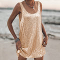 Sequin Scoop Neck Sleeveless Mini Dress - Golden
