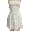 Smocked Strapless Tiered Eyelet Mini Dress - White
